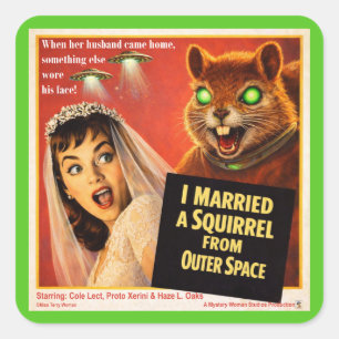Sticker Carré Parodie d'écureuil de l'espace extra-atmosphérique