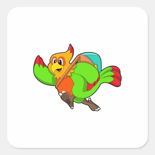 Sticker Carré Parrot as Hiker (Devant)