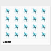Sticker Carré Parrot bleu indien Ringneck (Feuille)