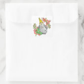 Sticker Carré Parrot Corella mignonne dans les fleurs tropicales (Sac)