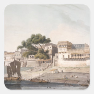 Sticker Carré Part of the City of Patna, on the River Ganges, pl