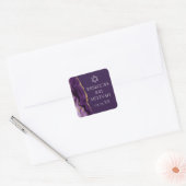 Sticker Carré Parti Bat mitzvah d'âge or violet chic (Enveloppe)