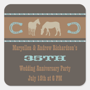 Sticker Carré Parti de l'Anniversaire du Mariage occidental Favo