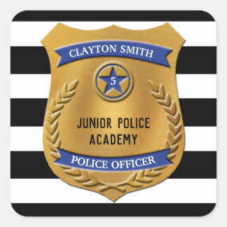 Sticker Carré Parti de police personnalisé