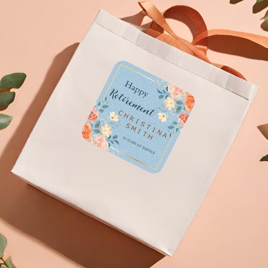 Sticker Carré Parti de retraite de l'Elégant Floral Moderne