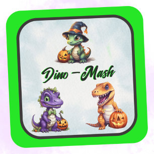 Sticker Carré Parti Dino-Mash d'Halloween