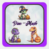 Sticker Carré Parti Dino-Mash d'Halloween (Devant)
