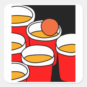Sticker Carré Partie Boire Jeu Beerpong Beer Pong