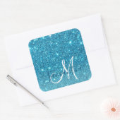 Sticker Carré Parties scintillant bleu moderne éclaboussures Nom (Enveloppe)