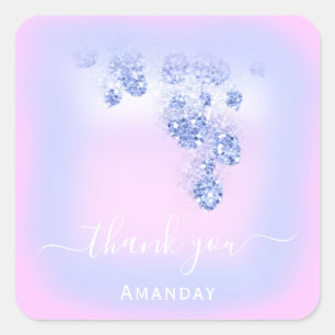 Sticker Carré Parties scintillant bleu rose Floral Fête Favor Sw