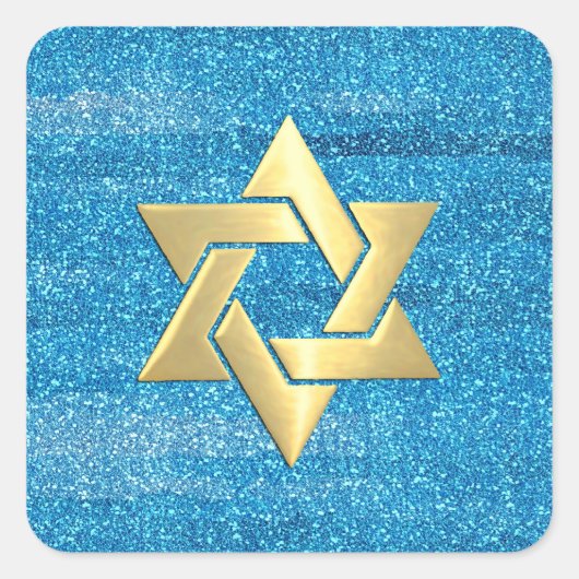 Sticker Carré Parties scintillant bleu turquoise bat mitzvah ave (Devant)