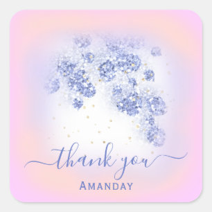 Sticker Carré Parties scintillant bleue Dusty Floral Gold Confet