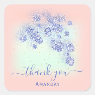 Sticker Carré Parties scintillant bleue Dusty Floral Gold Confet