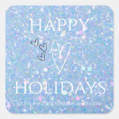 Sticker Carré Parties scintillant bleue "Happy Holidays" Affaire (Devant)