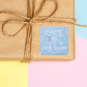 Sticker Carré Parties scintillant bleue "Happy Holidays" Affaire
