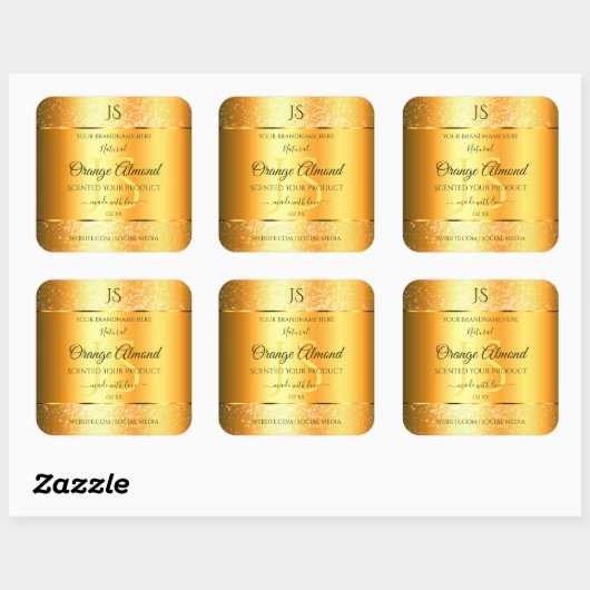 Sticker Carré Parties scintillant brillante or orange brillant a (Feuille)