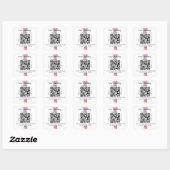 Sticker Carré Parties scintillant cardiaque rose mariage qr code (Feuille)