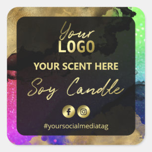 Sticker Carré Parties scintillant colorée Gold Ink Soy Chandle É