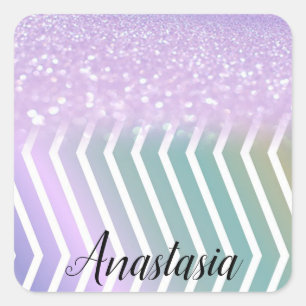 Sticker Carré Parties scintillant cool tendance violet