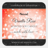 Sticker Carré Parties scintillant de corail rose moderne Étiquet (Devant)