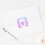 Sticker Carré Parties scintillant de cupcake violet gouttes de g (Enveloppe)