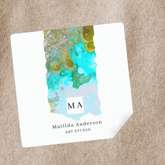 Sticker Carré Parties scintillant d'encre d'alcool Graphique Art