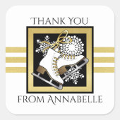 Sticker Carré Parties scintillant d'or Black White Ice Skating P (Devant)