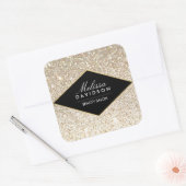 Sticker Carré Parties scintillant d'or Champagne et Glamour (Enveloppe)