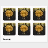 Sticker Carré Parties scintillant d'or chic Drift Medusa Script  (Feuille)