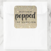 Sticker Carré Parties scintillant d'or noir Il a posé la questio (Sac)