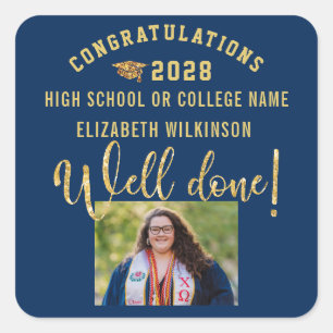 Sticker Carré Parties scintillant d'or Script Gras Diplôme phot