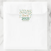 Sticker Carré Parties scintillant d'or vert Confetti Graduation (Sac)