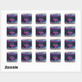 Sticker Carré Parties scintillant dorée moderne Hot Neon Rose Sw (Feuille)