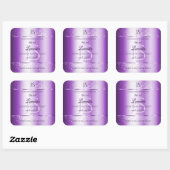 Sticker Carré Parties scintillant douce violet moderne Monogramm (Feuille)