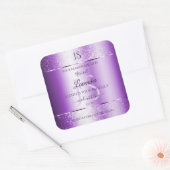 Sticker Carré Parties scintillant douce violet moderne Monogramm (Enveloppe)