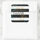 Sticker Carré Parties scintillant en or à rayures Turquoise Spri (Sac)