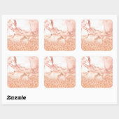 Sticker Carré Parties scintillant en or rose chic ombre parties (Feuille)