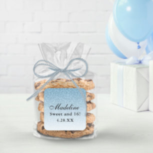 Sticker Carré Parties scintillant en verre bleu clair personnali