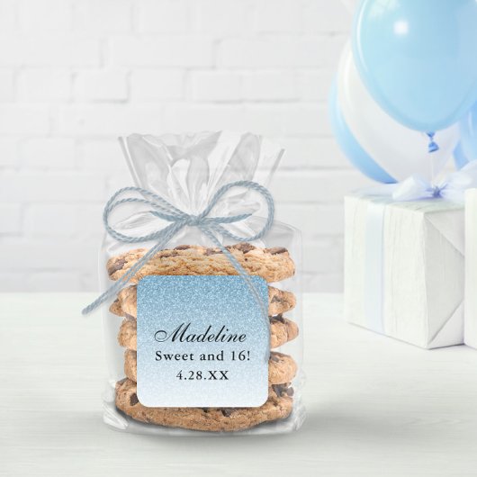 Sticker Carré Parties scintillant en verre bleu clair personnali