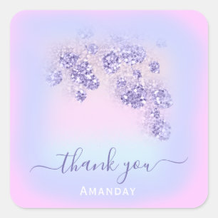 Sticker Carré Parties scintillant florale rose bleu SWEET16E Hol