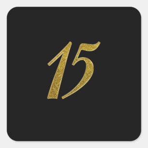 Sticker Carré Parties scintillant Gold numéro 15
