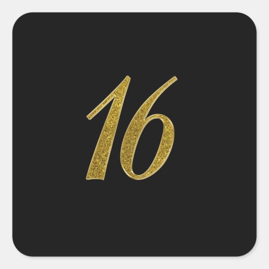 Sticker Carré Parties scintillant Gold numéro 16 (Devant)