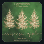 Sticker Carré Parties scintillant Green Christmas Tree Bougie Ét<br><div class="desc">Parties scintillant Green Christmas Tree Bougie Étiquette de produit</div>