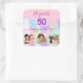 Sticker Carré Parties scintillant holographique arc-en-ciel (Sac)