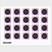 Sticker Carré Parties scintillant Merci Mariage rose et noir (Feuille)