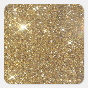 Sticker Carré Parties scintillant Or de luxe - Image imprimée