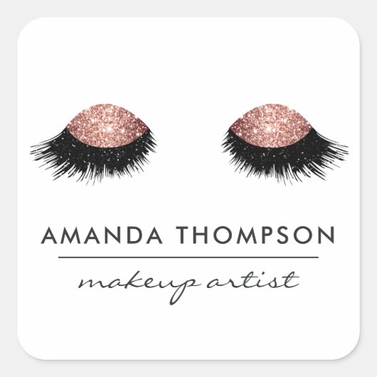 Sticker Carré Parties scintillant or rose (Devant)