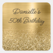 Sticker Carré Parties scintillant or Sparkly et Foil 50e anniver (Devant)