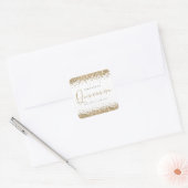 Sticker Carré Parties scintillant Or tendance Nom Date Quinceañe (Enveloppe)