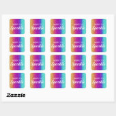 Sticker Carré Parties scintillant rayonnante arc-en-ciel née à é (Feuille)